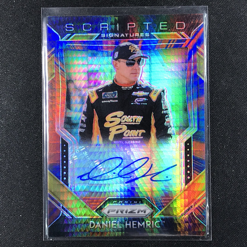 2020 Prizm Racing DANIEL HEMRIC Scripted Signatures Auto Red Blue Hyper 15/30-Cherry Collectables
