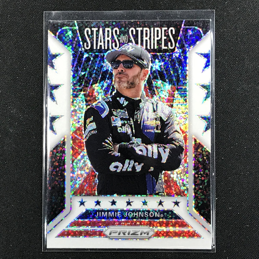 2020 Prizm Racing JIMMIE JOHNSON Stars and Stripes White Sparkle #4-Cherry Collectables
