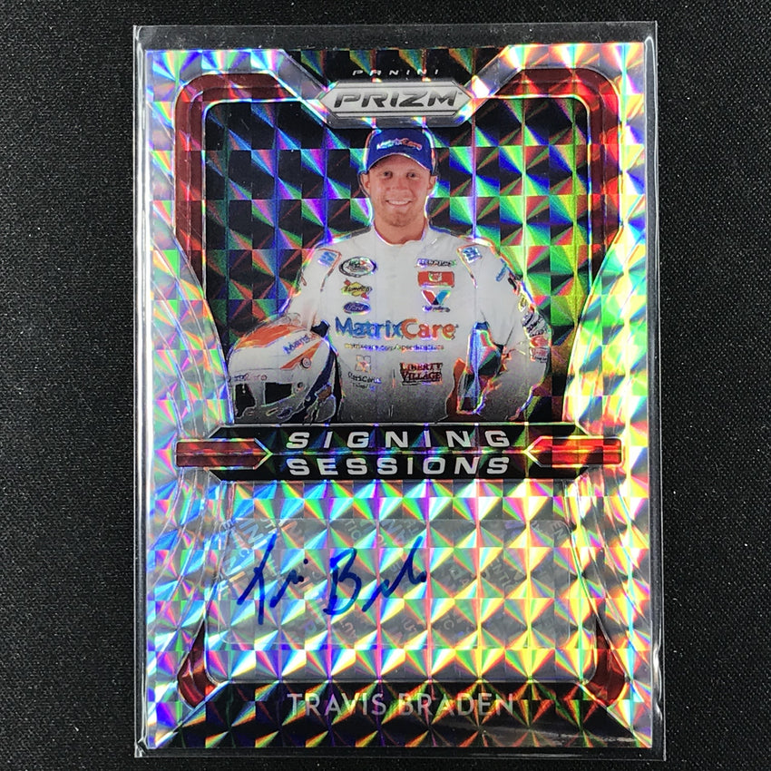2020 Prizm Racing TRAVIS BRADEN Signing Sessions Auto Silver Mosaic 21/99-Cherry Collectables