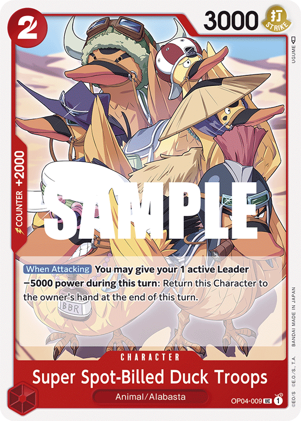 Playset (4) 4x Super Spot-billed Duck Troops OP04-009 - Uncommon OP-04 Kingdoms Of Intrigue