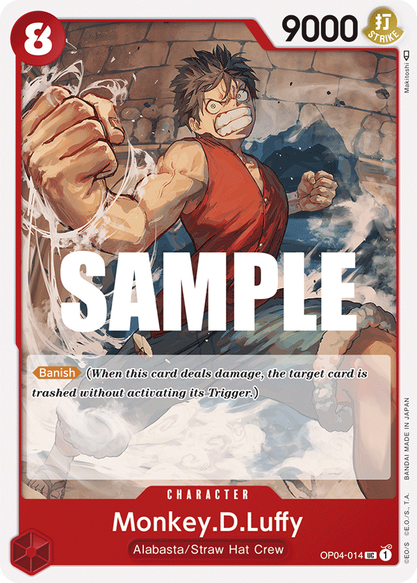 Playset (4) 4x Monkey.D.Luffy 014 OP04-014 - Uncommon OP-04 Kingdoms Of Intrigue