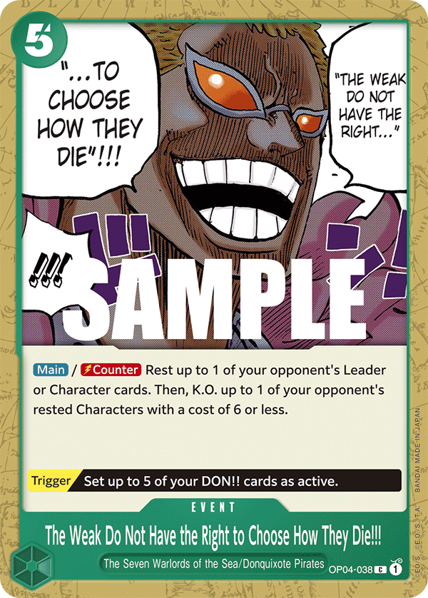 Playset (4) 4x The Weak Do Not Have The Right To Choose How They Die OP04-038 - Common OP-04 Kingdoms Of Intrigue