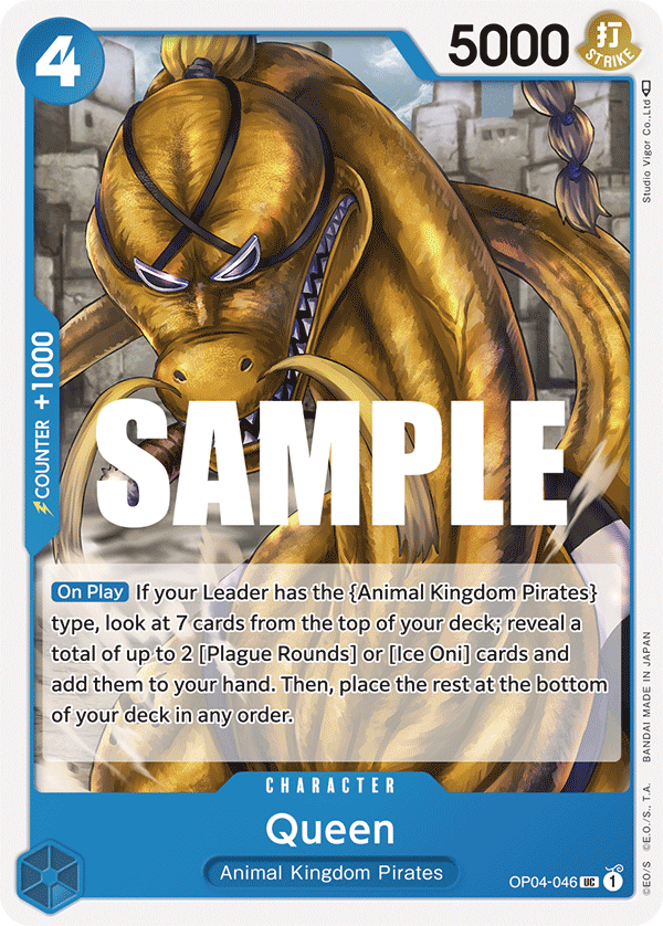 Playset (4) 4x Queen 046 OP04-046 - Uncommon OP-04 Kingdoms Of Intrigue