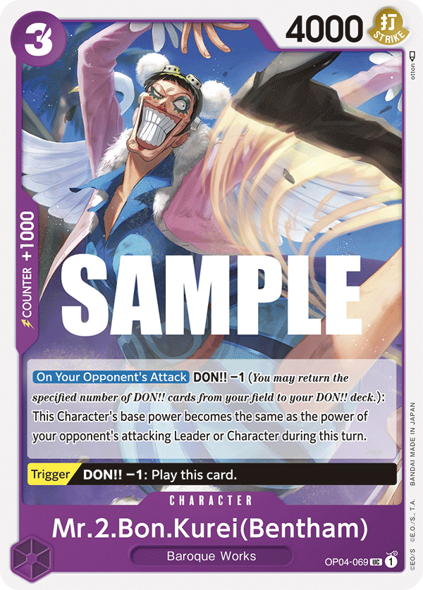Playset (4) 4x Mr.2.bon.kureibentham OP04-069 - Uncommon OP-04 Kingdoms Of Intrigue
