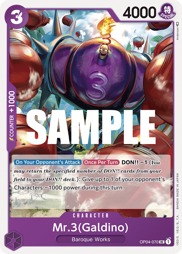 Playset (4) 4x Mr.3(Galdino) OP04-070 - Uncommon OP-04 Kingdoms Of Intrigue
