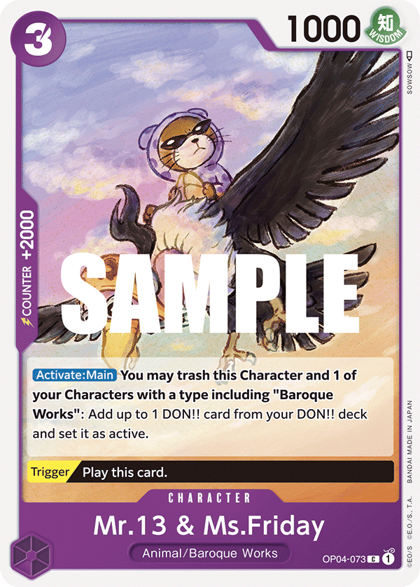 Playset (4) 4x Mr.13 And Ms.friday OP04-073 - Common OP-04 Kingdoms Of Intrigue