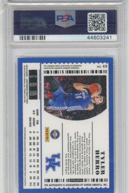 2019 Contenders Draft Picks Tyler Herro Optic Rookie Auto No 69 PSA 9 241