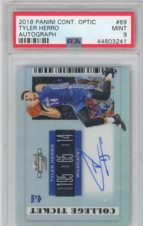 2019 Contenders Draft Picks Tyler Herro Optic Rookie Auto No 69 PSA 9 241