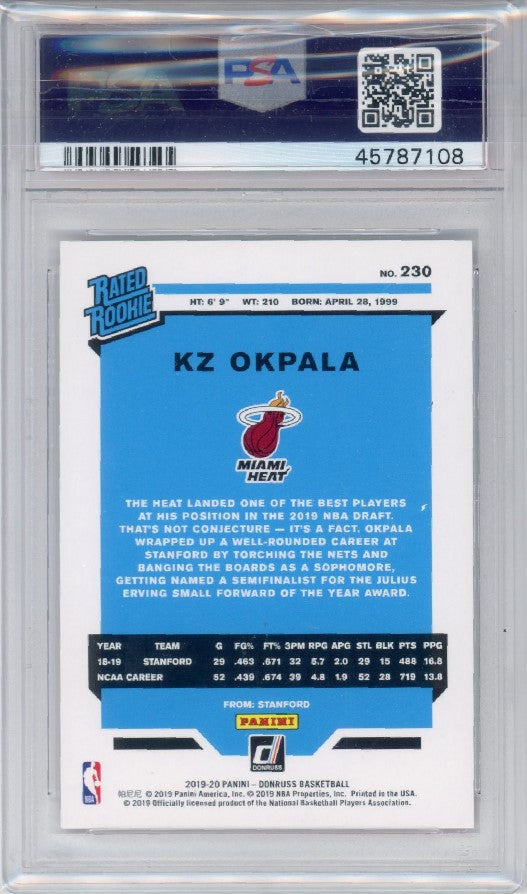 2019-20 Donruss Kz Okpala Infinite Red Rookie 82/99 PSA 9
