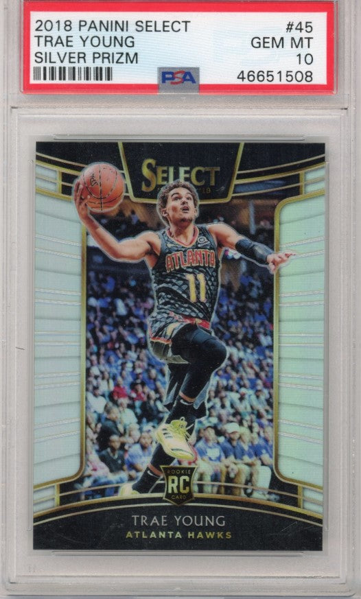 2018-19 Select Trae Young Silver Prizm Rookie Concourse No 45 PSA 10 508