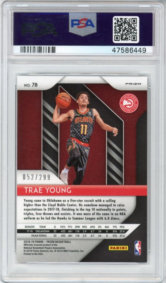 2018-19 Prizm Trae Young Red Prizm Rookie 52/299 PSA 10