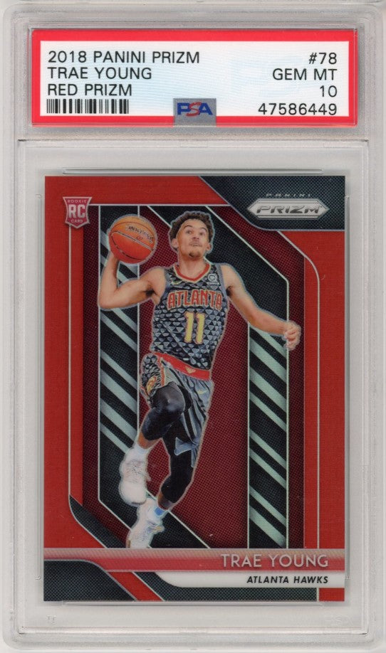 2018-19 Prizm Trae Young Red Prizm Rookie 52/299 PSA 10