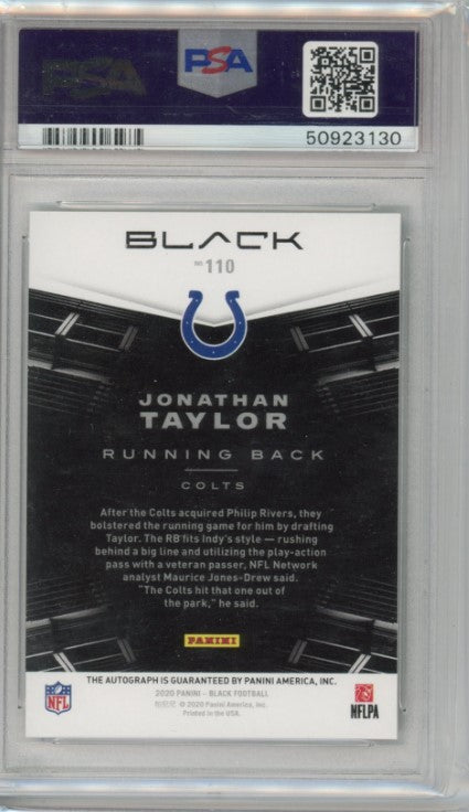 2020 Black Jonathan Taylor Rookie Auto Emerald 1/5 PSA 8.5