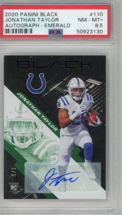 2020 Black Jonathan Taylor Rookie Auto Emerald 1/5 PSA 8.5