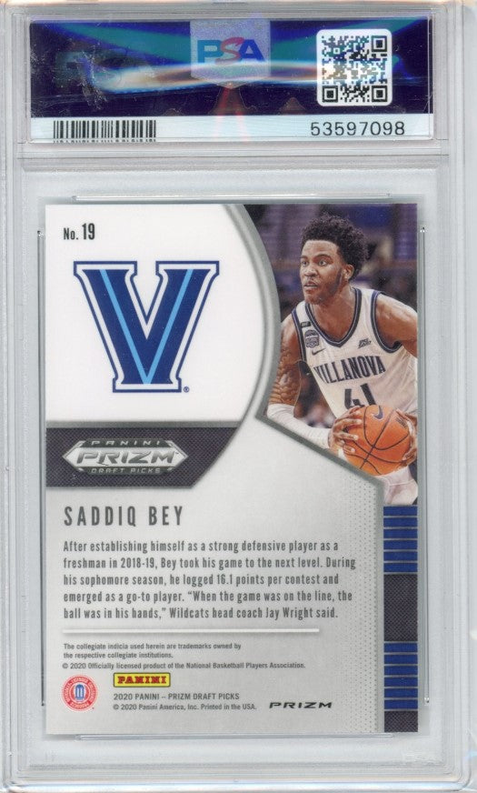 2020-21 Prizm Draft Picks Saddiq Bey Silver Prizm Rookie No 19 Psa 10 098