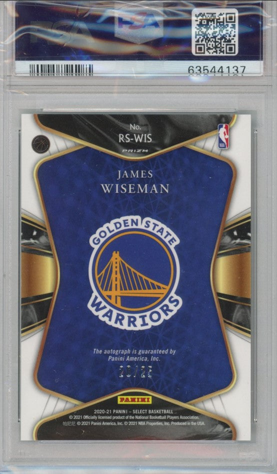 2020-21 Select James Wiseman Tie Dye Rookie Auto 20/25 PSA 9