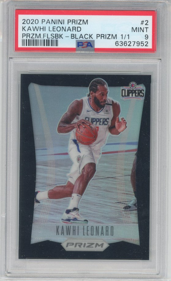 2020-21 Prizm Flashback Kawhi Leonard Flashback Prizm Black 1/1 PSA 9