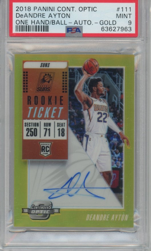 2018-19 Contenders Optic Deandre Ayton Rookie Ticket Gold Auto 2/10 Psa 9