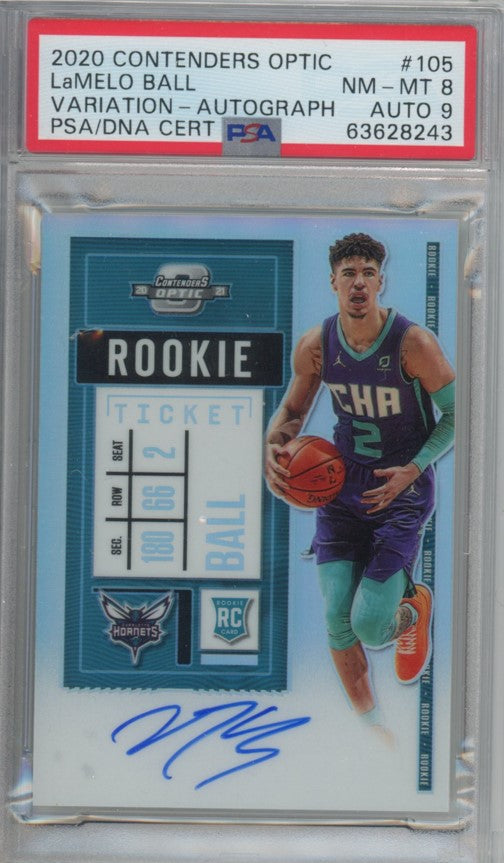 2020-21 Contenders Optic Lamelo Ball Rookie Ticket Variation Auto PSA 8 243