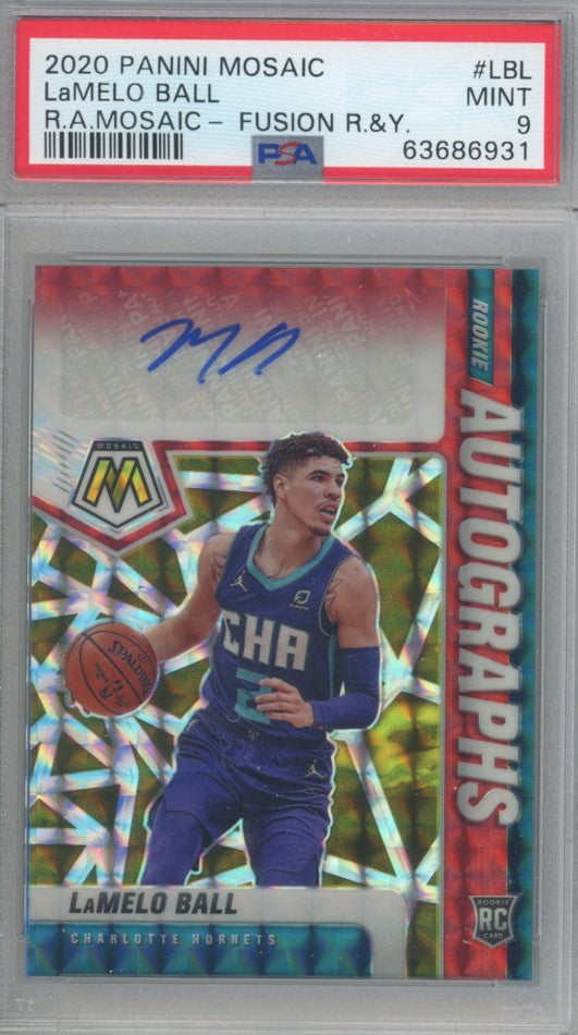 2020-21 Mosaic Lamelo Ball Fusion Rookie Autographs PSA 9 931
