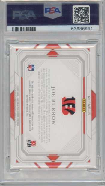 2020 National Treasures Joe Burrow Rookie Material Jersey Auto 50/99 PSA 8
