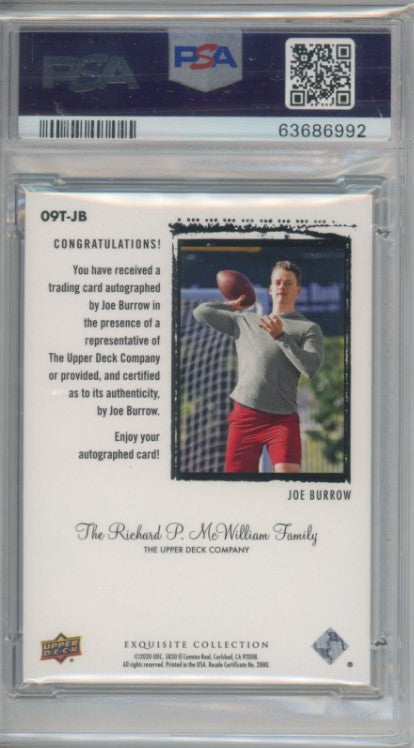 2020 Goodwin Champions Joe Burrow 2009-10 Exquisite Rookie Auto 34/99 Psa 9