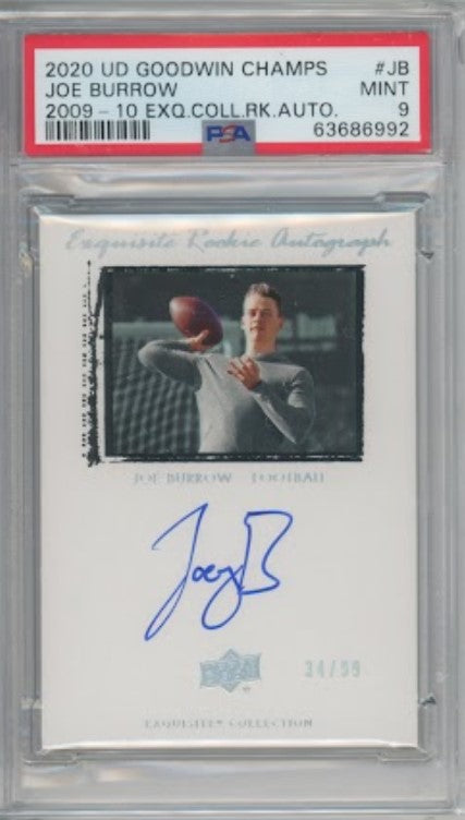 2020 Goodwin Champions Joe Burrow 2009-10 Exquisite Rookie Auto 34/99 Psa 9