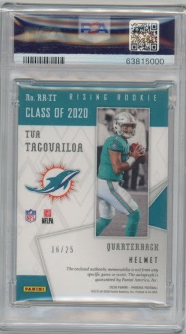 2020 Phoenix Tua Tagovailoa Rising Rookie Patch Auto Helmet 16/25 Psa 9