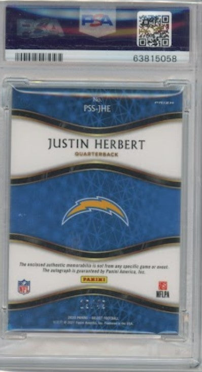 2020 Select Justin Herbert Prime Selections Rookie Jersey Auto 19/49 PSA 9/10