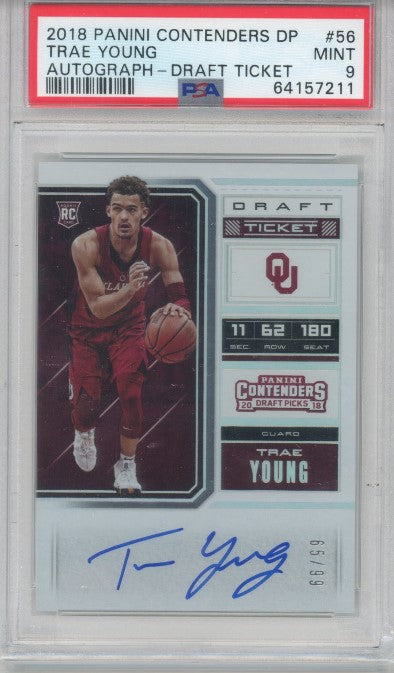 2018-19 Contenders Draft Picks Trae Young Draft Ticket Auto 65/99 Psa 9