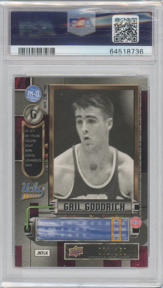 2011 Fleer Retro Gail Goodrich Precious Metal Gems Red 71/150 Psa 8