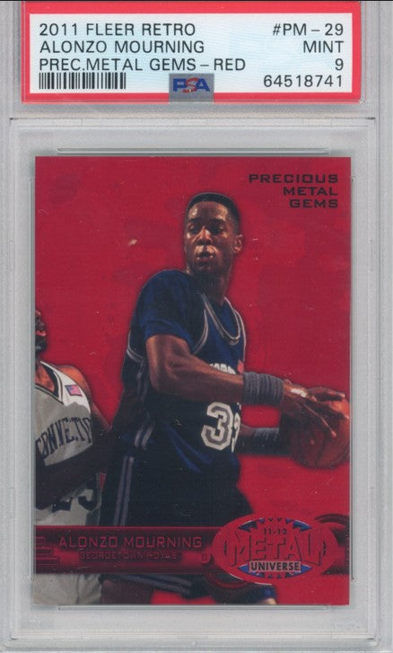2011 Fleer Retro Alonzo Mourning Precious Metal Gems Red 110/150 PSA 9