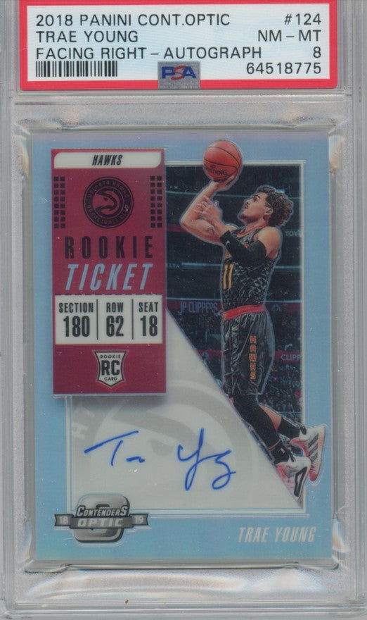 2018-19 Contenders Optic Trae Young Rookie Ticket Auto Silver No 124 PSA 9 775