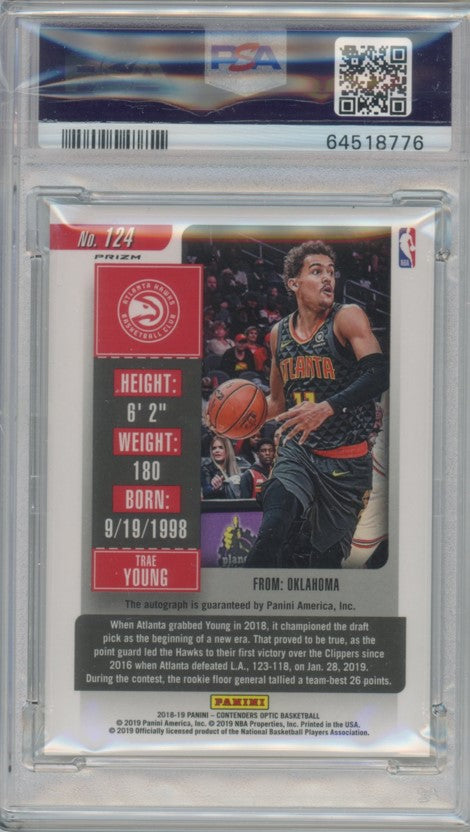 2018-19 Contenders Optic Trae Young Rookie Ticket Auto Silver No 124 PSA 9 776
