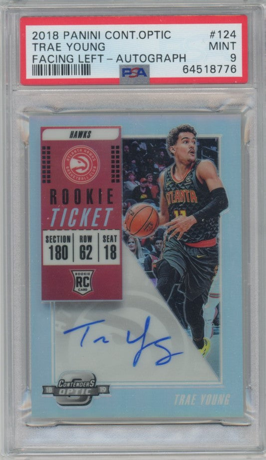 NBA 2018-19 CONTENDERS OPTIC AUTO RC TRAE YOUNG HAWKS PSA9