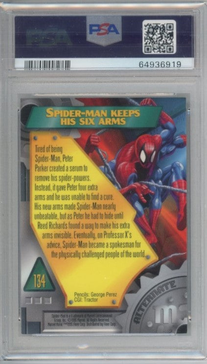 1995 Marvel Metal Spider-man Alternate M Base No 134 PSA 8 919