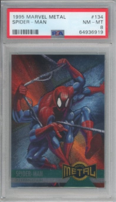 1995 Marvel Metal Spider-man Alternate M Base No 134 PSA 8 919