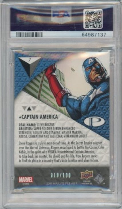 2019 Marvel Premier Captain America Base Silver 19/100 Psa 7