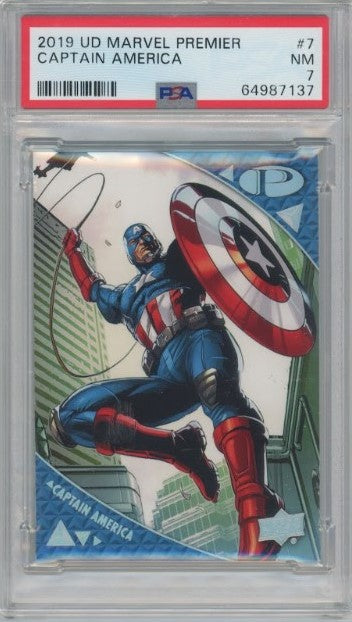 2019 Marvel Premier Captain America Base Silver 19/100 Psa 7