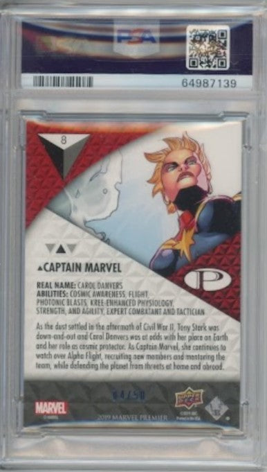 2019 Marvel Premier Captain Marvel Blue 4/50 PSA 7