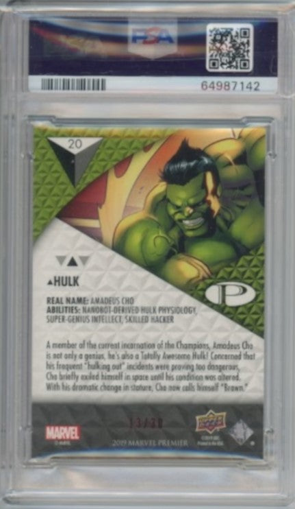 2019 Marvel Premier Hulk Red 13/30 PSA 7