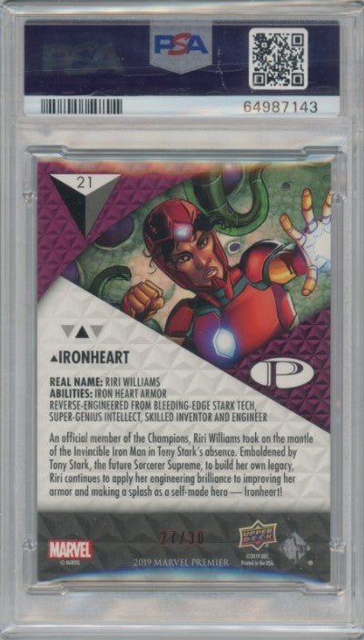 2019 Marvel Premier Ironheart Red 27/30 Psa 7