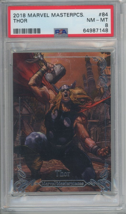 2018 Marvel Masterpieces Thor Base Silver 44/99 Psa 8