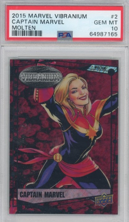2015 Marvel Vibranium Captain Marvel Molten 157/299 PSA 10