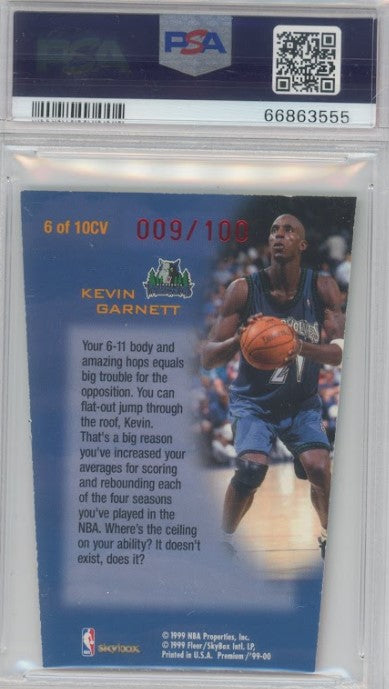 1999 Skybox Premium Kevin Garnett Club Vertical Red 9/100 PSA 6