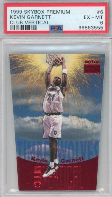 1999 Skybox Premium Kevin Garnett Club Vertical Red 9/100 PSA 6