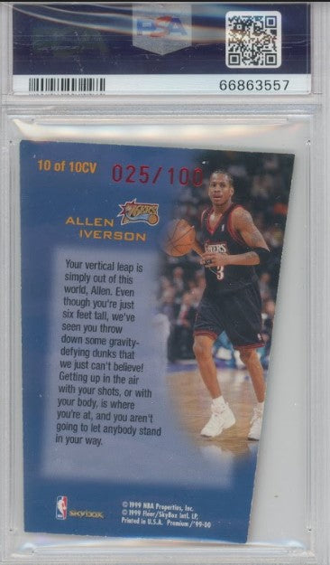 1999 Skybox Premium Allen Iverson Club Vertical Red 25/100 PSA 5
