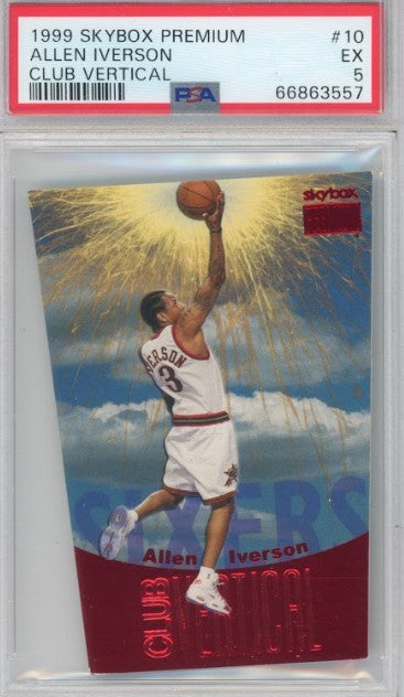 1999 Skybox Premium Allen Iverson Club Vertical Red 25/100 PSA 5