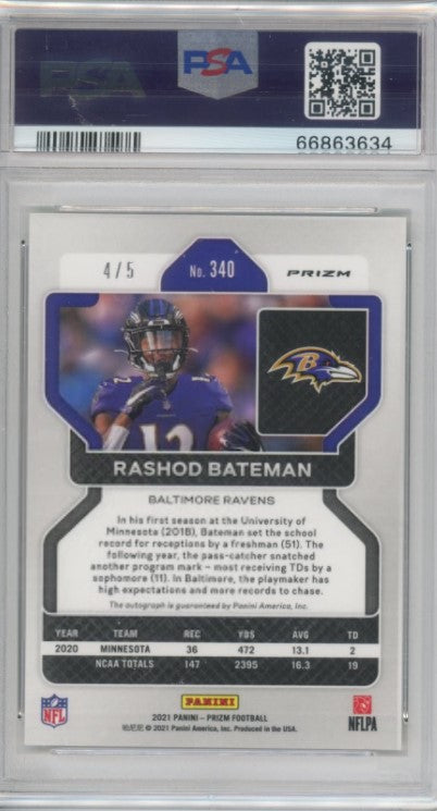 2021 Prizm Rashod Bateman Rookie Auto Gold Vinyl 4/5 Psa 9