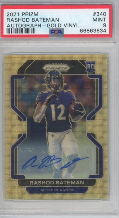 2021 Prizm Rashod Bateman Rookie Auto Gold Vinyl 4/5 Psa 9
